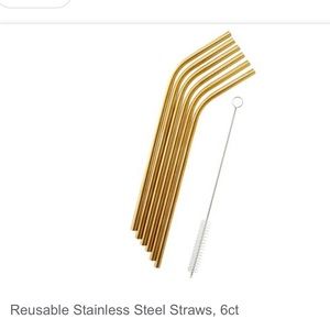 🆕 6-Pack Reusable Stainless Steel Straw w/ Brush